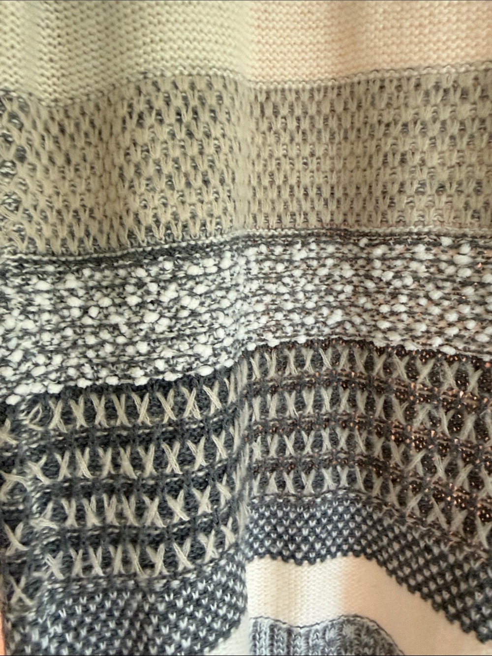 Let’s & Me Cozy Hooded Open-Front Sweater Cardigan in Cream and Gray size M - Picture 7 of 10